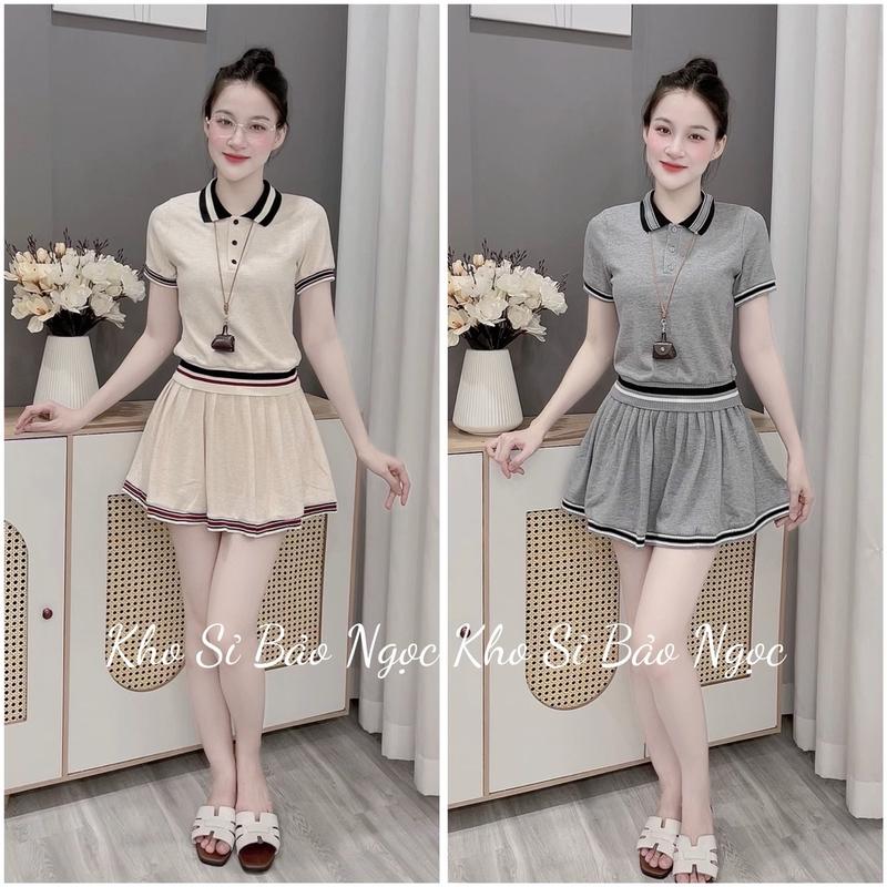 [S01] Set Cổ Viền Kèm Chân Váy Len Thỏ Kho Sỉ Bảo Ngọc