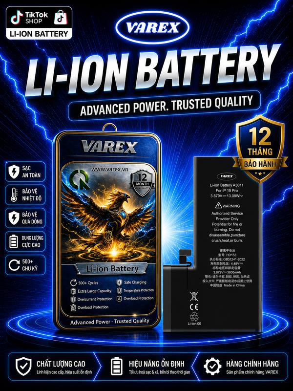 Pin Varex Iphone 15 Pro Dung Lượng Cao