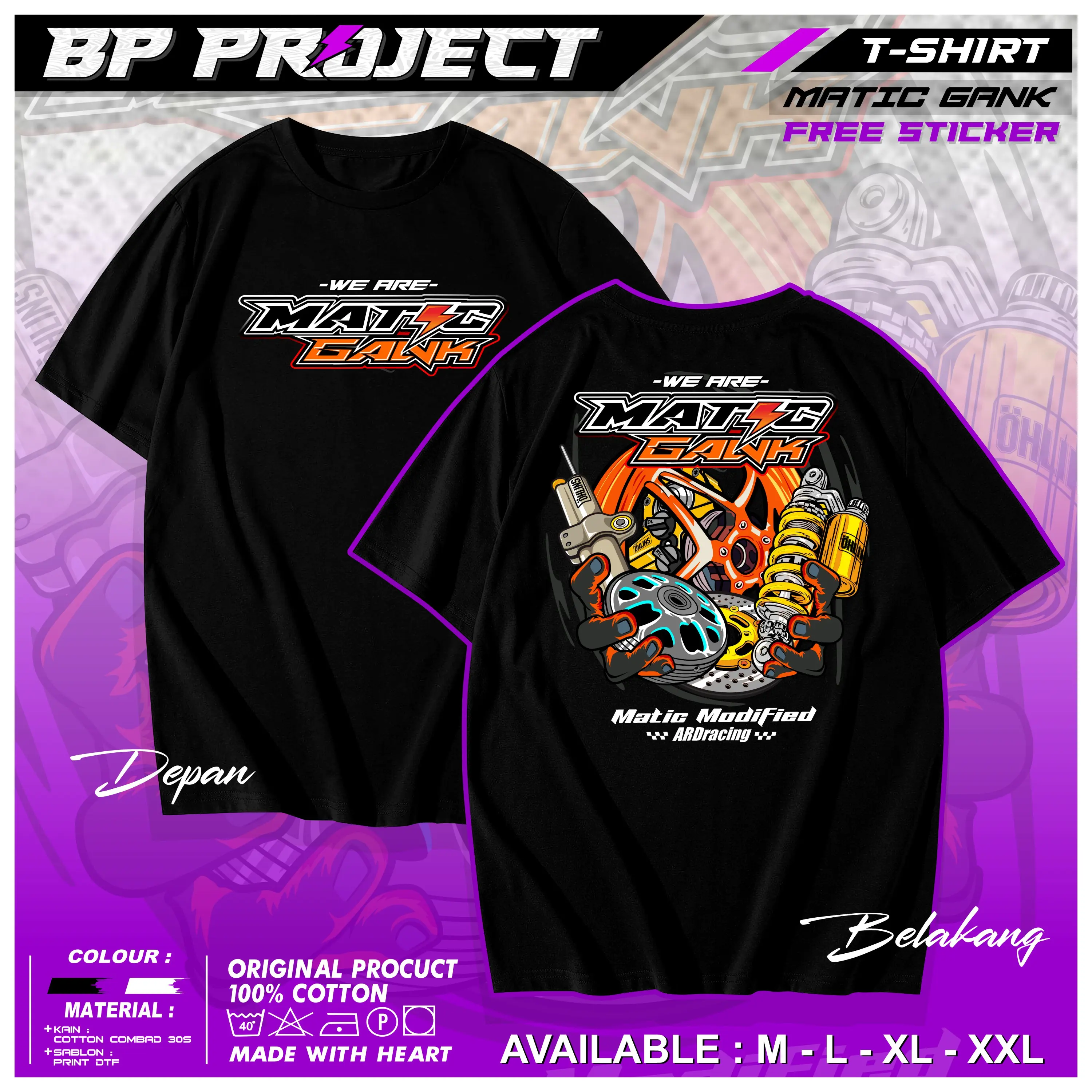 Kaos Racing Matic Gank Unisex Pria Wanita - Kaos Distro Racing We Are Matic Gank Cutton Combed 30S - Oblong, Baju Keren