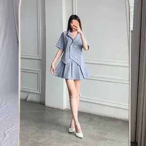 (Posy) Setelan Wanita Sherin Bahan Twill Atasan & Rok Celana Pendek