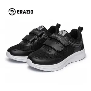 Erazio Manaff - Sepatu Sekolah Perekat Velcro Strap 2 Black White Sepatu Anak Laki Laki Dan Perempuan Ringan Size 30-40 Fashion