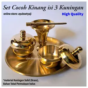 Alat Tumbuk Sirih Set cocoh Kinang isi 3 KUNINGAN Kinangan BRASS antik wadah kinang penumbuk sirih Besar Tumbuk Kinang BALI souvenir Tea Stainless Gold Steel