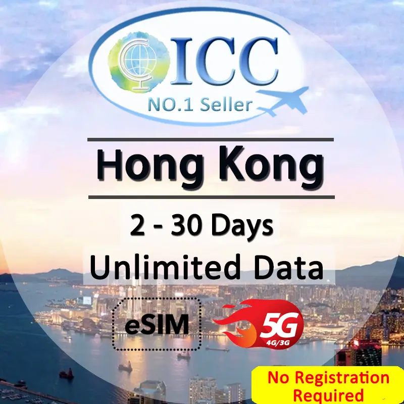 ICC Travel SIM- HongKong (HK) 2-30 Days Unlimited Data *No registration required*-Travel voucher