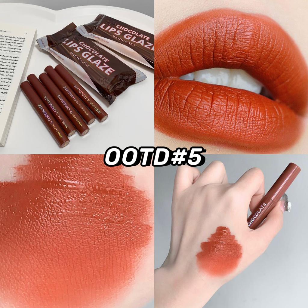 【5Pcs/6Pcs】 Paket Lipstik Matte Cokelat/Set lip gloss matte beruang - Lipstik Matte Anti Air Tahan Lama yang Tidak Luntur, Set Lipstick Velvet Matte, Tidak Menempel ke Piala.Waterproof Bibir.Lip Glaze Matte Chocolate