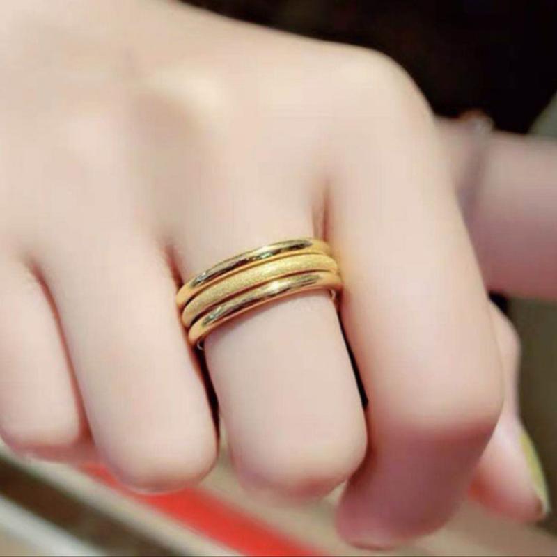 Women's Rings Set New Fashion and Simplicity Titanium Steel Ring Three Piece Set Polished Stainless Steel Rings 6