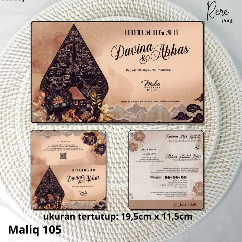 cetak undangan tema wayang. cetak 100 lembar. MQ 105 Cards Kertas 1