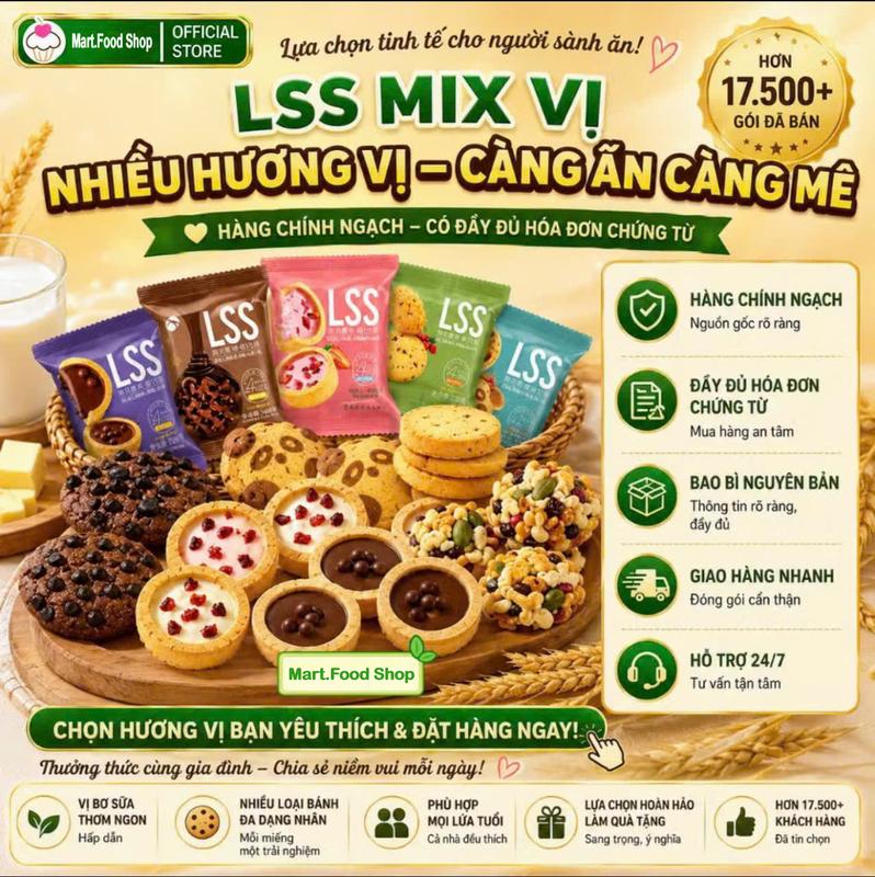 LSS Bánh Quy Socola Thơm Ngon Mix Đủ 8 Vị Khác Nhau Phù Hợp Cho Bữa Ăn Nhẹ Hoặc Snack
