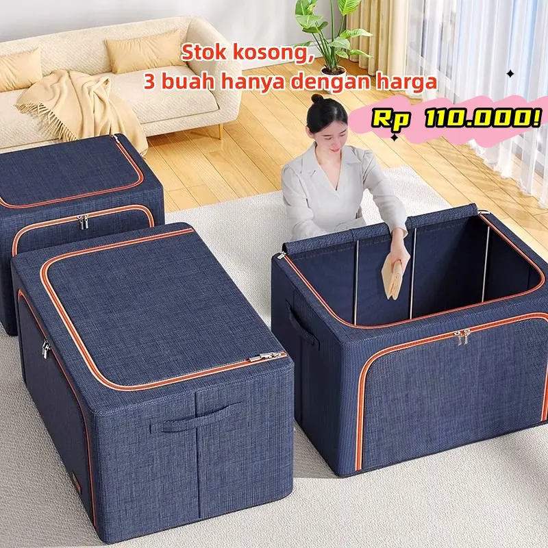 ❤ 110L harga murah ❤storage box besar kotak penyimpanan baju Bisa dilipat box baju tempat penyimpanan Serbaguna Rumah organizer 0