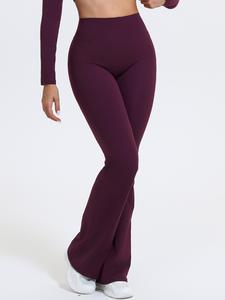 Pantalones de yoga acampanados de cintura alta para mujer, diseño levantador de glúteos, sin bolsillos, cómodos para uso deportivo y casual, tela de poliéster + spandex