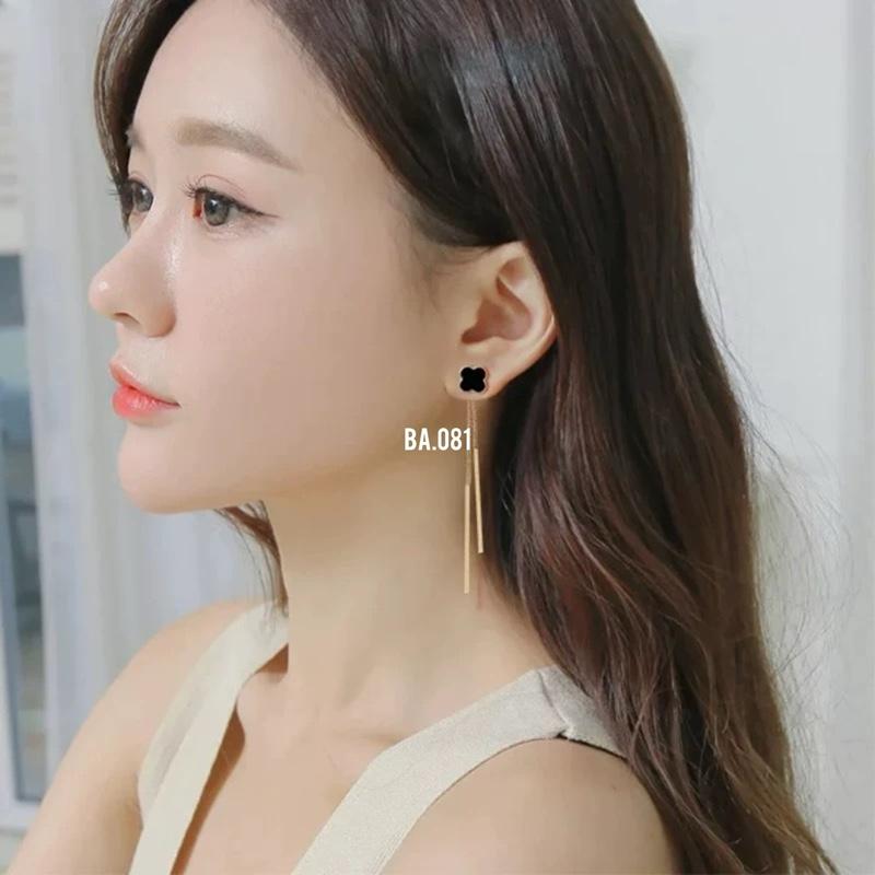 Anting Titanium Bunga Juntai Gold Kekinian Viral anti Karat Tidak Luntur Terbaru Fashion Wanita Earrings