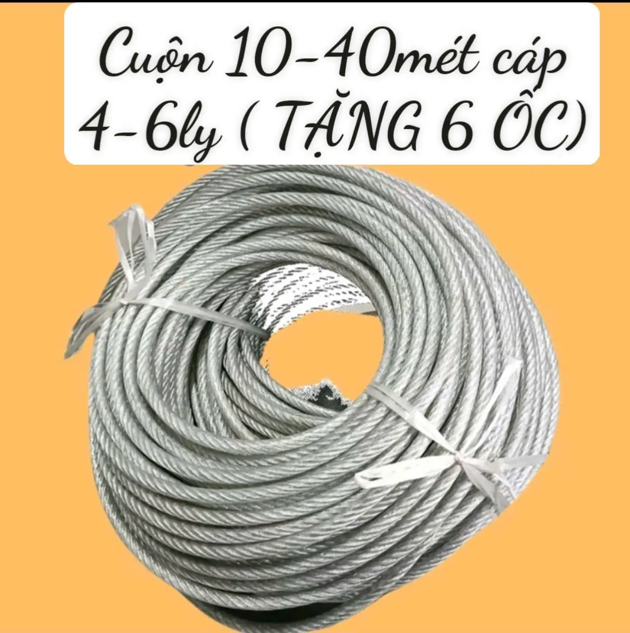 CÁP BỌC NHỰA - Cuộn 10 mét tới 40 mét, size từ  4ly -5ly-6ly -8ly-10ly -12 ly để ngoài trời chống han gỉ