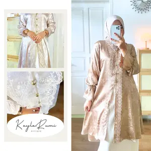 KALUNIA Long Tunik | kebaya modern | Tunik wanita | Baju atasan wanita | Baju kurung melayu kekinian