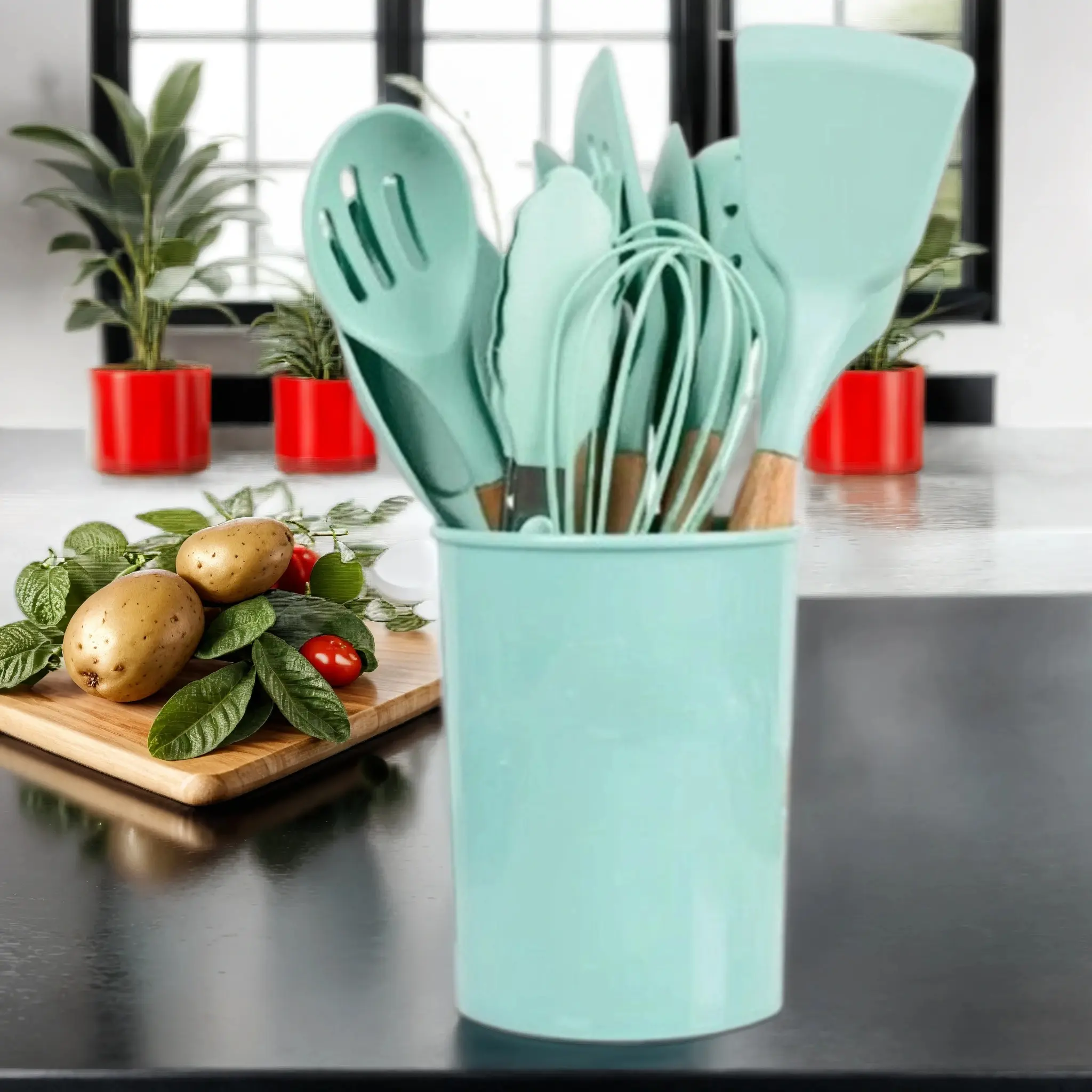 Hajetso 12Pcs Cooking Tools Kitchen Cookware Set Silicone Utensils Cooking Sets Household Kitchen Accessories Sets Handle Kitchenware