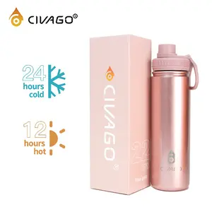 CIVAGO（22oz/650ml）Baja tahan karat Tumbler Mulut Lebar dengan Tutup Botol Air Olahraga Terisolasi Vakum Panas dan Dingin