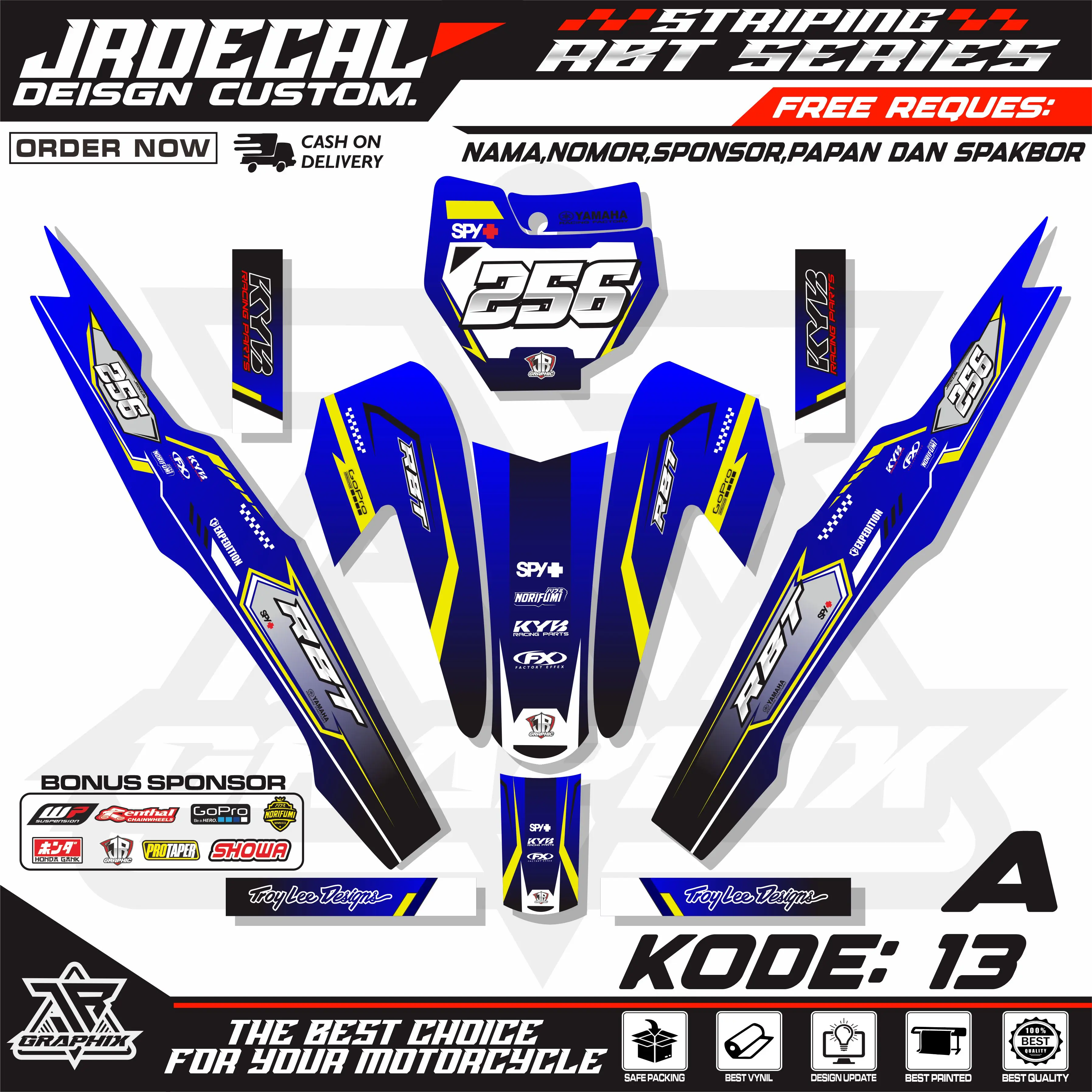 (BISA COD) Sticker RBT/GTX VEGA R NEW Stiker Striping Motor RBT Bebek Modif Terbaru SUPERMOTO YZ CRF KLX KX KTM RBT GTX NEW TERBARU-DECAL STRIPING STICKER RBT - JRDECAL 13