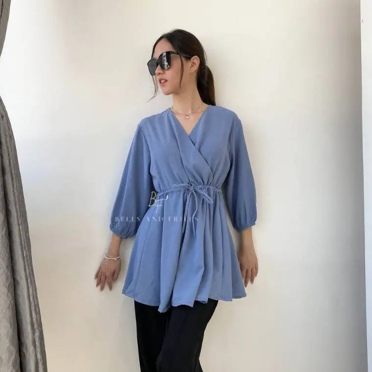 NOBU Blouse Crinkle Serut /Atasan Wanita Longsleeve / Atasan Casual Look Busui Bumil Friendly / Atasan Crinkle Airflow 0474 3