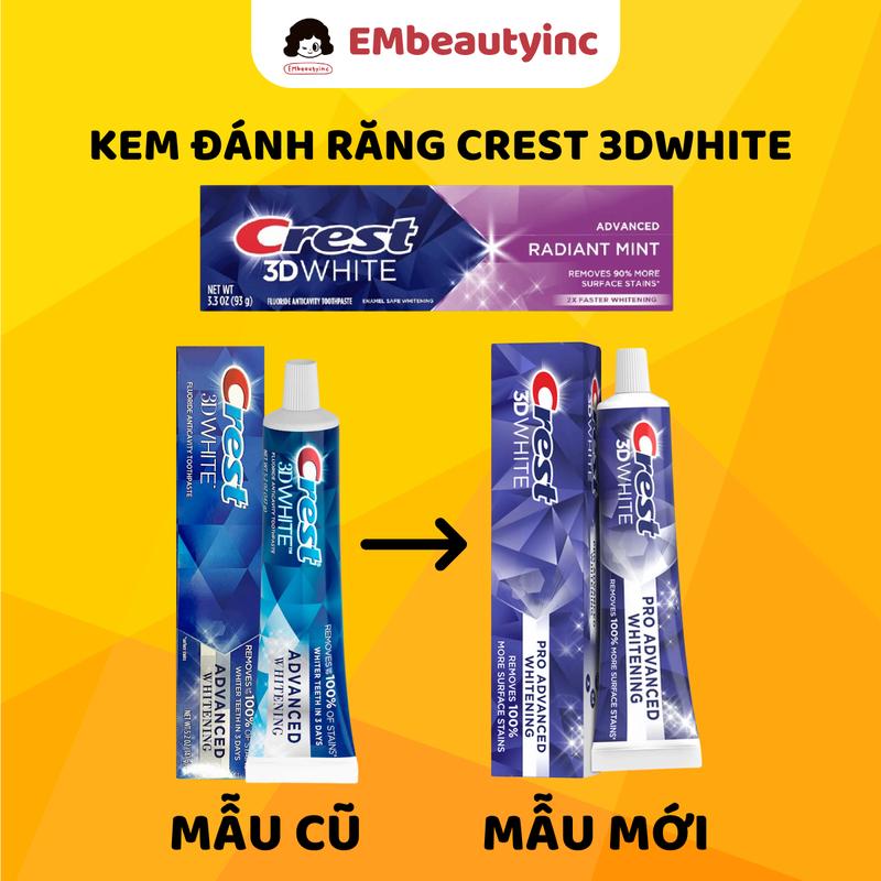 Kem đánh răng Crest 3D White Pro Advanced Nâng Cấp Whitening 147g Trắng Răng Nam Nữ Women