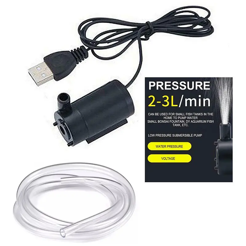 Máy bơm chìm USB, 3v / 5v, dây 1m, điện áp thấp DC, siêu yên tĩnh, máy bơm nước Nhỏ Siêu Nhỏ Thích hợp cho bể cá và bể cá