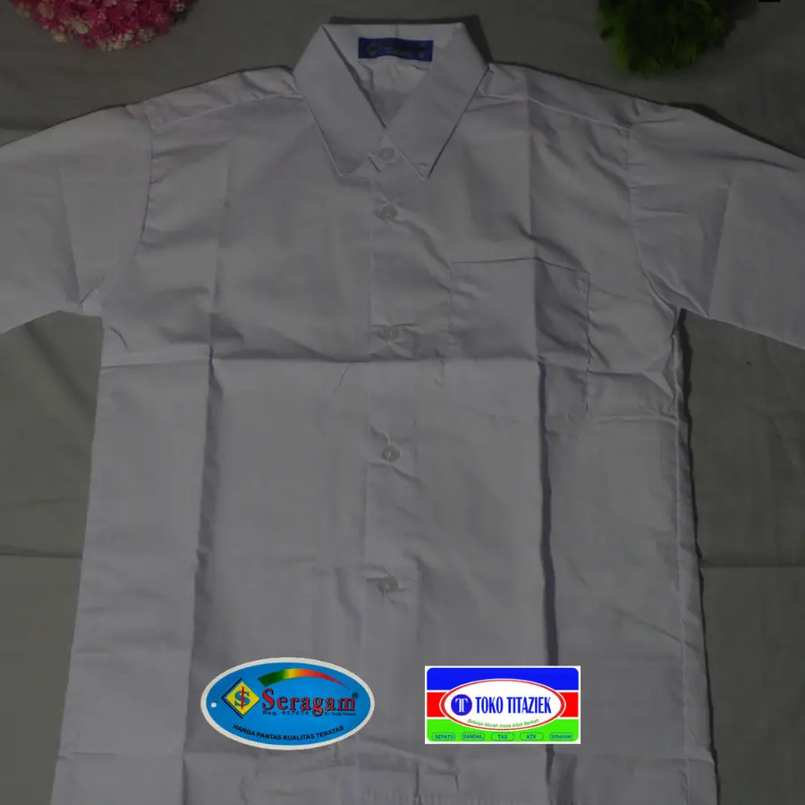 Seragam Sekolah Putih Polos Lengan Pendek Merek SERAGAM