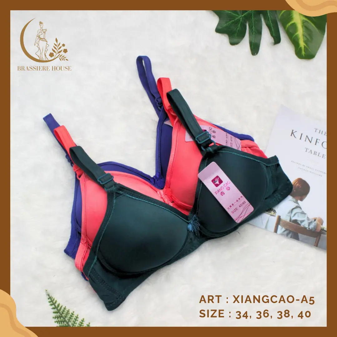 5PCS BRA WANITA XIANG CAO A5 TANPA KAWAT / BH PEREMPUAN POLOS CUP Sedang Art Nyaman