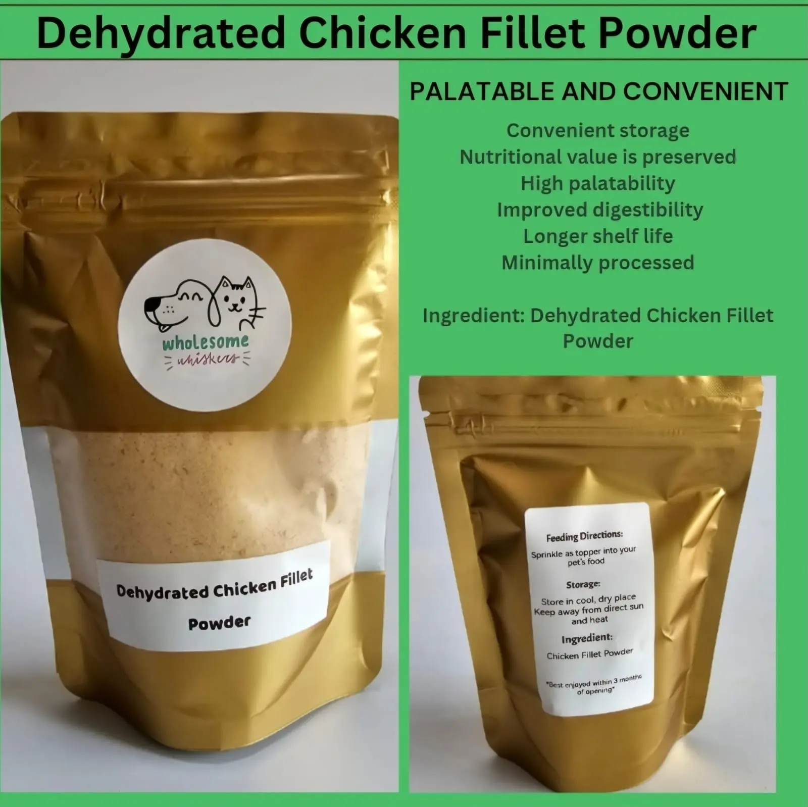 Dehydrated Chicken Meal Topper for Pets | Cat Treats | Dog Treats