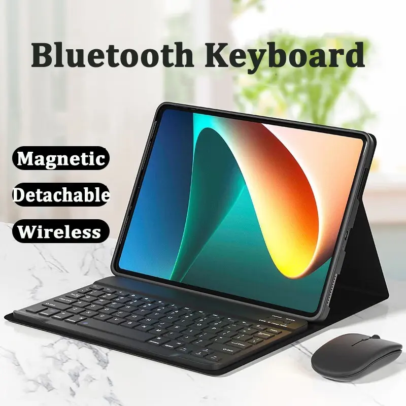 Book Cover R3dmi Pad Pro / P0c0 Pad 12.1 Inch 2024 Leather Flip Case Keyboard Wireless Mouse Bluetooth Sarung Casing Bahan Kulit cases protection 0