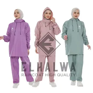 EL-HALWA HOODIE JAS HUJAN UNISEX PRIA WANITA PVC KARET PREMIUM TEBAL ELASTIS ANTI REMBES FULL SET FULL PROTECTION KERAH TINGGI TANPA ZIPPER