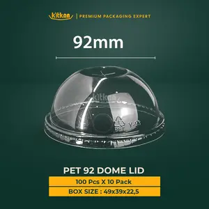 TUTUP DOME SIPPY FLAT LID BAHAN PET 92 mm