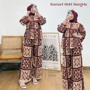 Kamari Setelan Celana Kulot Oneset Wanita Bahan Rayon Premium Jumbo