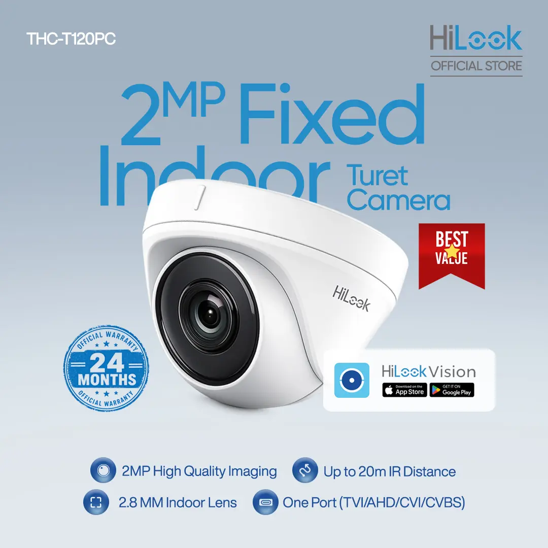 HILOOK THC-T120-PC(2.8MM) Kamera CCTV Indoor 2MP 1080p IR Night Vision Smart Motion Sensor Garansi 24 Bulan