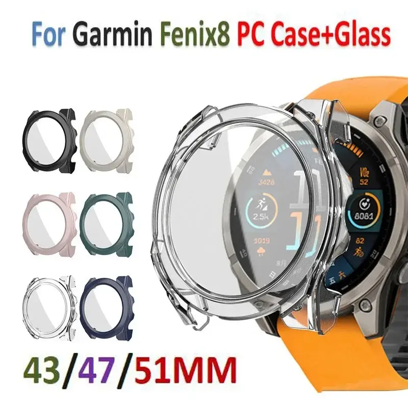 PC Cover+Glass film Protective Case for Garmin Fenix 8 Cover 43mm 47mm 51mm AMOLED Smart bracelet Frame for Garmin Fenix8 Watch Bezel