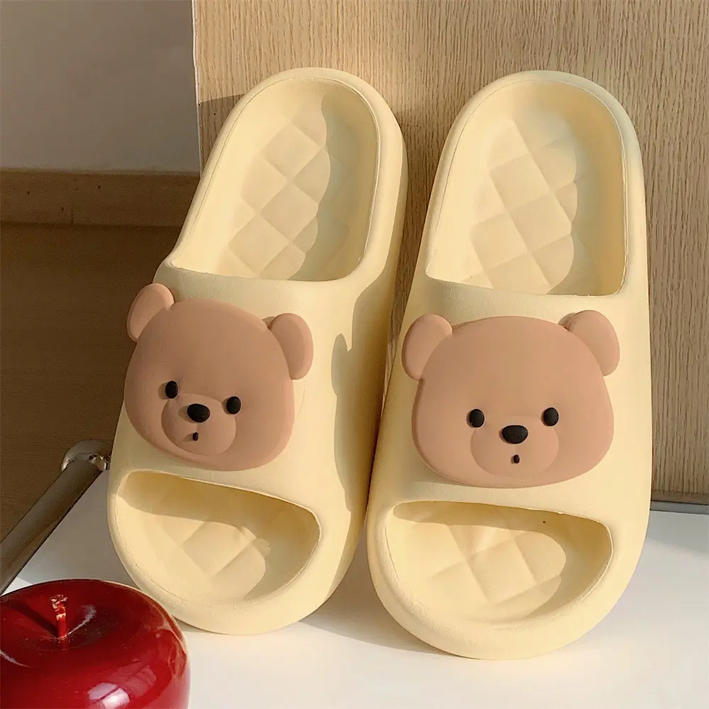 XIXITIAO 【4 màu, size: 34-47】 Dép đi trong nhà hình gấu hoạt hình dễ thương cho nữ đế mềm chống trượt EVA dành cho cặp đôi nam nữ