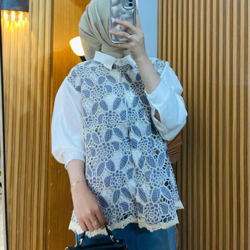 Savia Blouse -Basic , Kemeja Burkat Razka outfit 9