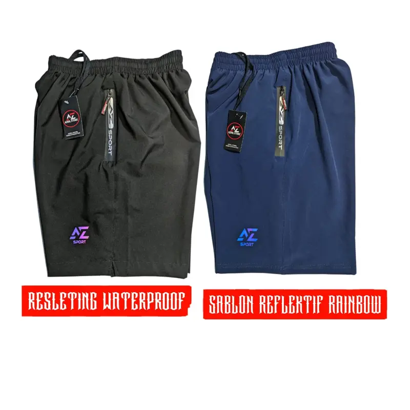 Celana Running Sport Badminton Gym Pria Dewasa Micro Sablon Reflektif Olahraga - Ukuran L 5