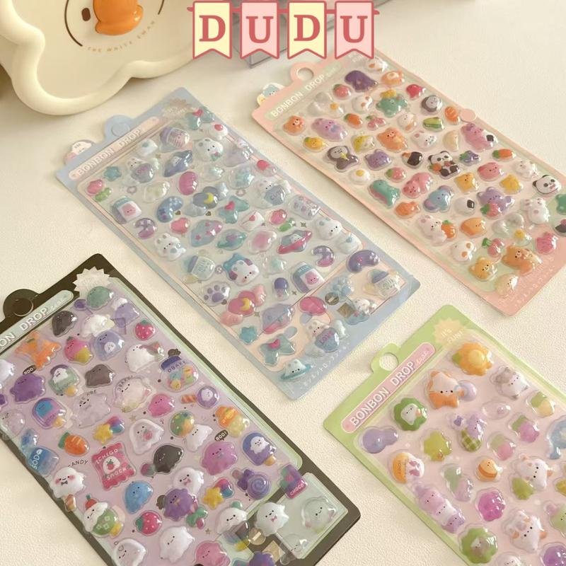 ẢNH THẬT COMBO 4 TẤM Sticker nổi 3D Bubble BonBon Drop Charm dán 3D Diy 3D Glow-in-the-Dark Dán Hoạt Hình Dễ Thương Nhãn Dán Sáng Tạo