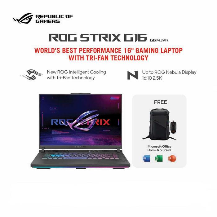 Gambar Asus ROG Strix G16 G614PR-R9NT7C6G-HM [AMD R9-8940HX|RTX 5070Ti|RAM 16GB|SSD 1TB|Win11|OHS24+365] dari megacom.id Kota Administrasi Jakarta Pusat Tokopedia