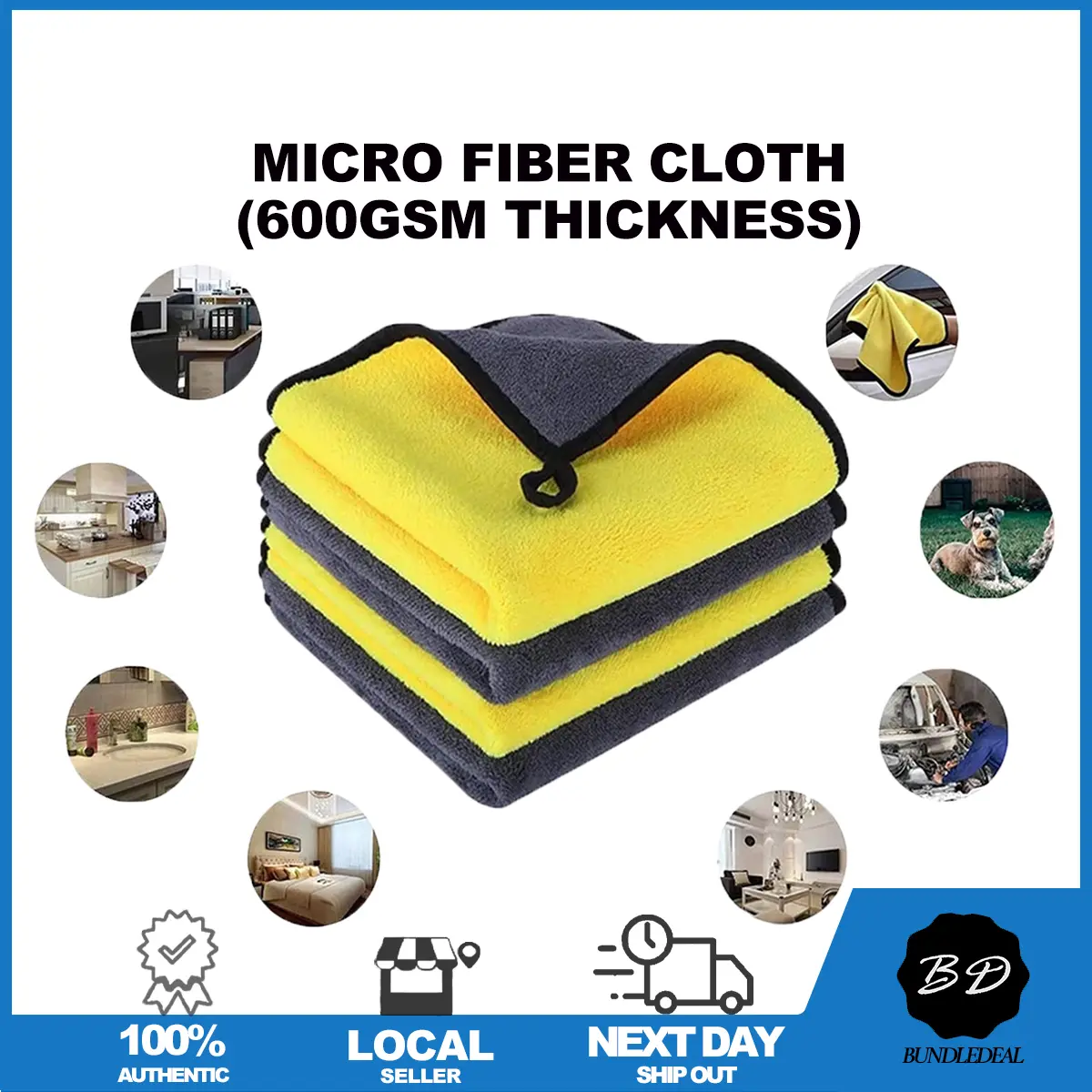 [SG] 600gsm Micro Fiber Cloth/ Multi-purpose Super Absorbent Cloth/ Kitchen Cleaning Cloth/ Car Automotive Wash Cloth