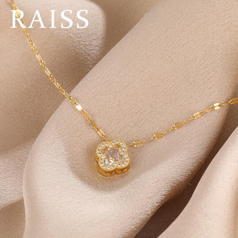 Product Introduction of Kalung Semanggi Empat Daun, Bertatah Warna Emas, Kalung Keluli Tahan Karat Titanium, Untuk Wanita, Tidak Luntur 0