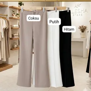 celana terbaru_Alesha Collection Bawahan  Wanita Panjang Variasi Linen Kulot Crinkle