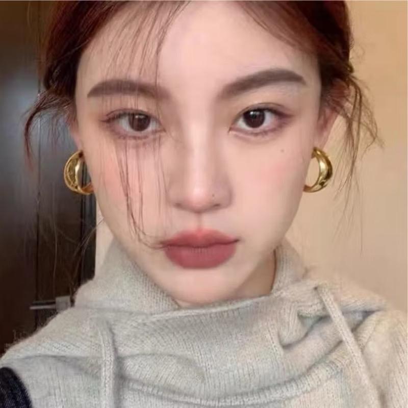 PH64 Big Earrings Anting Tusuk Tindik Emas Perak Gold Silver Giwang Besar Model Round Half Bulat 5