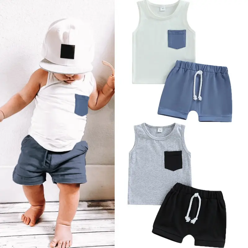 ByKiddos - Setelan Anak Kaos Kutung Tanpa Lengan Lokal / Setelan Anak Laki-Laki Tanpa Lengan