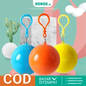 Jas Hujan Plastik Gantungan Bola Sekali Pakai Jas Hujan Bola Portable Darurat Bisa Digantung HM1050