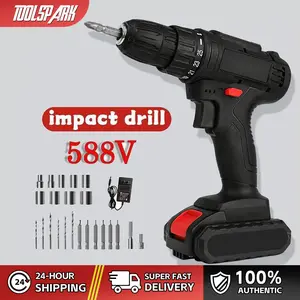 Mesin Bor Bor Baterai Bor NEW Listrik Bor Tanpa kabel 198VF Mesin Cordless Screwdriver Tembok Beton Kayu Bor Impact Cordless Electric Drill Set