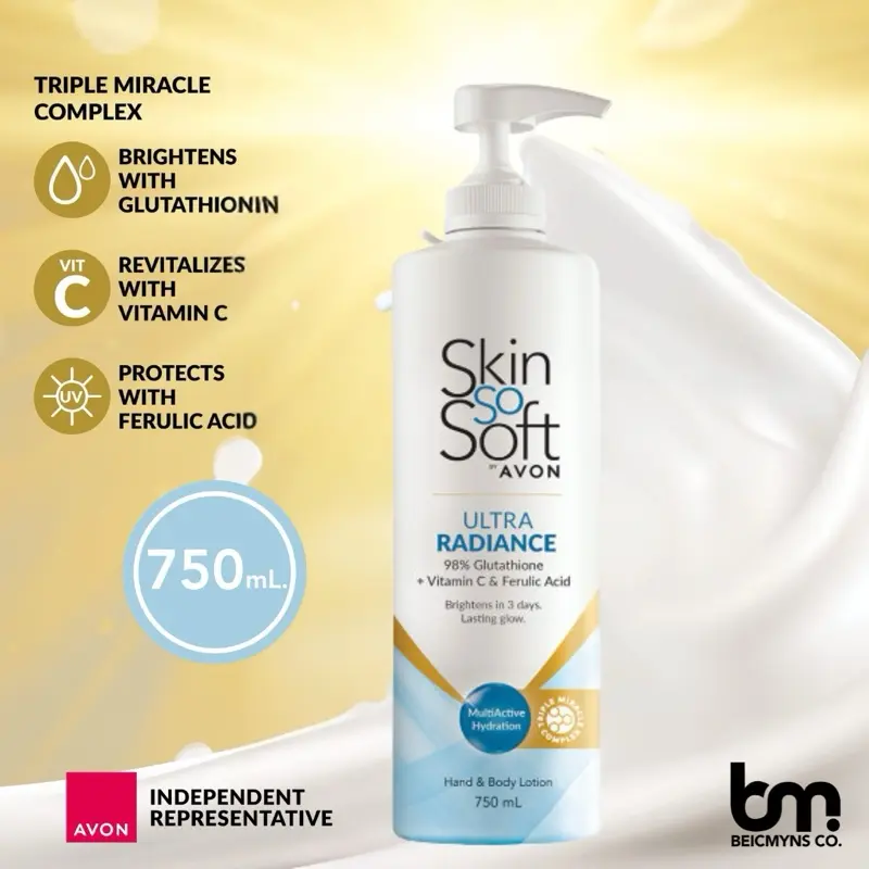 AVON Skin So Soft Ultra Radiance Hand & Body Lotion with 98% Glutathione & Vitamin C - for Brighter Radiant Skin - TikTok Shop Philippines AVON Skin So Soft Ultra Radiance Hand & Body Lotion with 98% Glutathione & Vitamin C - for Brighter Radiant Skin - TikTok Shop Philippines