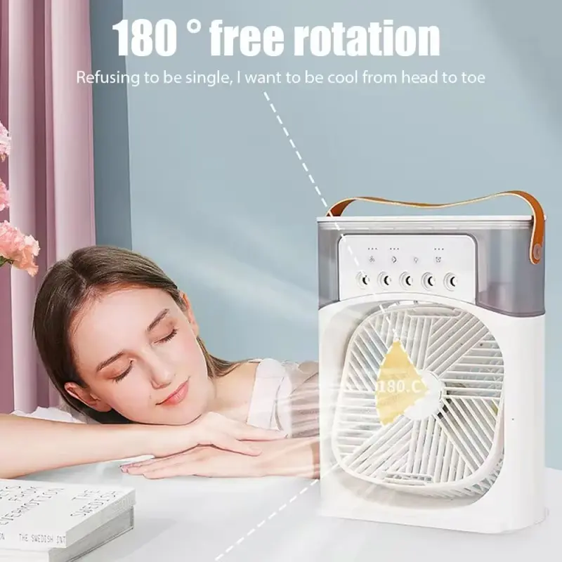 ABAY Air Cooler Mini Fan AC 3 Speed Kipas Penyejuk Ruangan 600ml - AB666 Kabel Meja Mesin 3