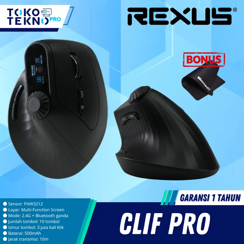 Rexus Clif Pro QV280 / QV-280 Mouse Office Ergonomic Vertical Wireless Bluetooth Mice 0