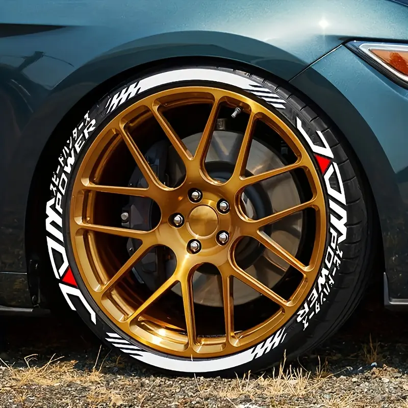 JDM Sticker Tyre Tire Letter Sticker 3D Tire Sticker PVC Waterproof Decorative Sticker For 1 Wheel (No glue and accessories)