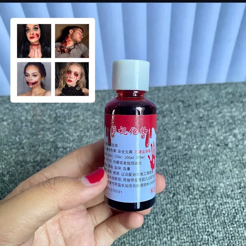 Warna Darah untuk Makeup Halloween - 200ml - Aksesori Makeup untuk Efek Darah yang Realistis dan Menakutkan