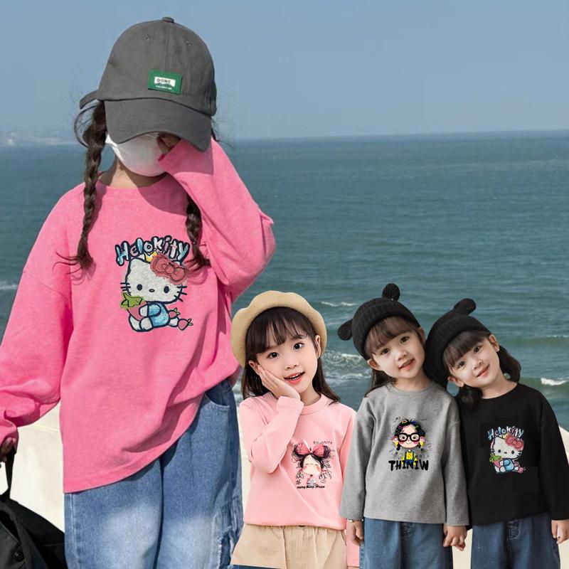 Áo Thun Tay Dài Thu Đông Cho Bé Gái 10-40kg Chất Cotton Mềm Đẹp Màu Vàng Nâu Hồng Đen Hồng Cam Form Vừa Không Cần Tăng Size