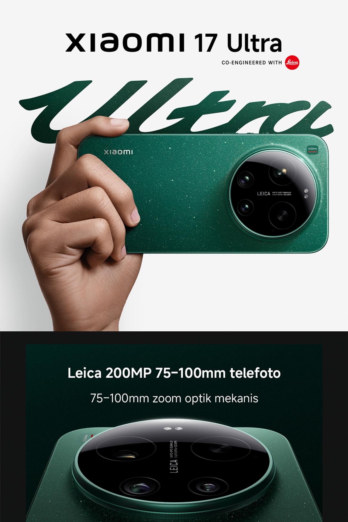 Xiaomi 17 Ultra (16GB/512GB) (16GB/1TB) Leica 200MP 75–100mm Telefoto | Kamera Ultra Dinamis 1 Inci Leica | Sistem Optik Leica UltraPure | Baterai Xiaomi Surge 6000mAh (typ) | Platform Mobile Snapdragon 8 Elite Gen 5  [Xiaomi Official Store]